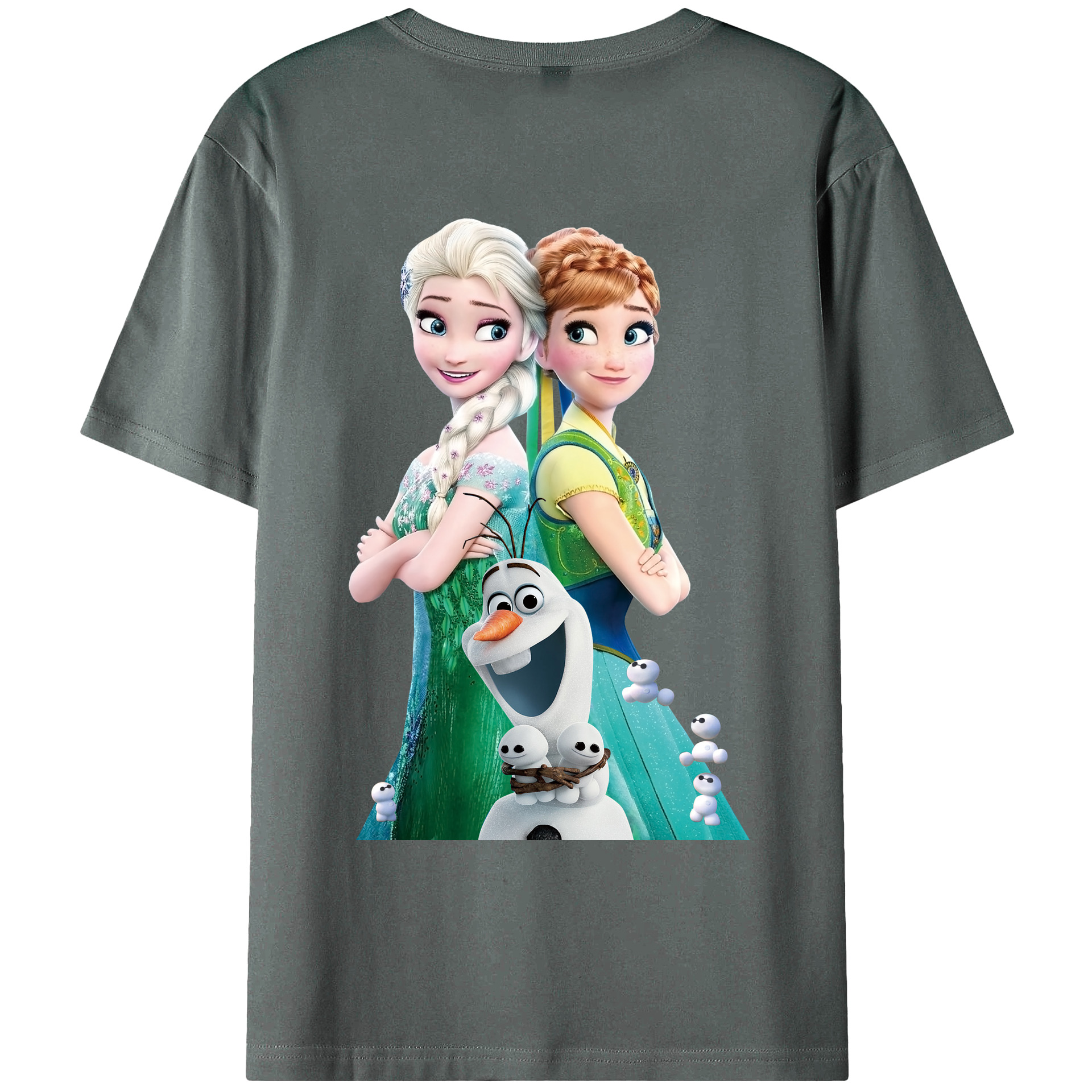 （画像用） アナと雪の女王 アンナ エルサ Frozen Anna Elsa 綿100％ メンズ半袖Tシャツ（バックプリント） 通気性